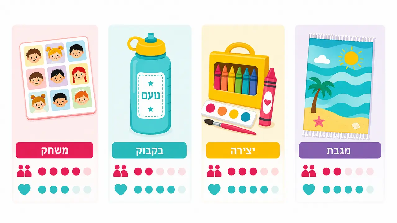 השוואה בין סוגי מתנות לגני ילדים
