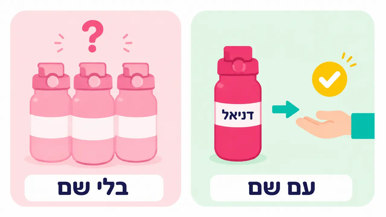 שם מודפס על בקבוק אישי מונע אבידות בגן