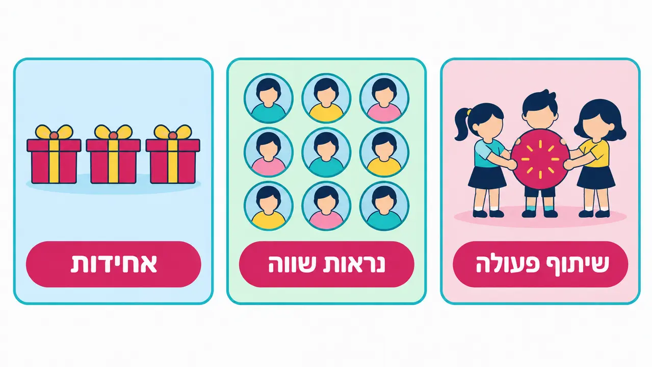 מתנה אחידה לכל ילדי הגן ללא תחרות או השוואות